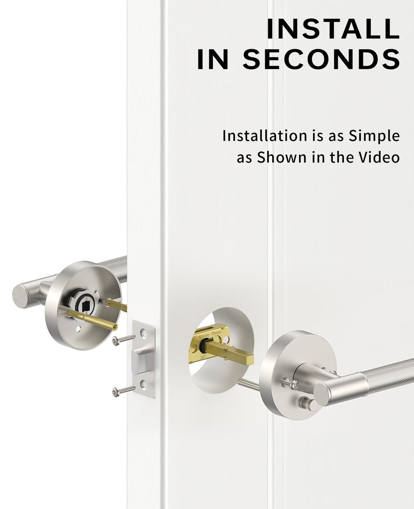 8 Pack Brushed Satin Nickel Privacy Door Handles
