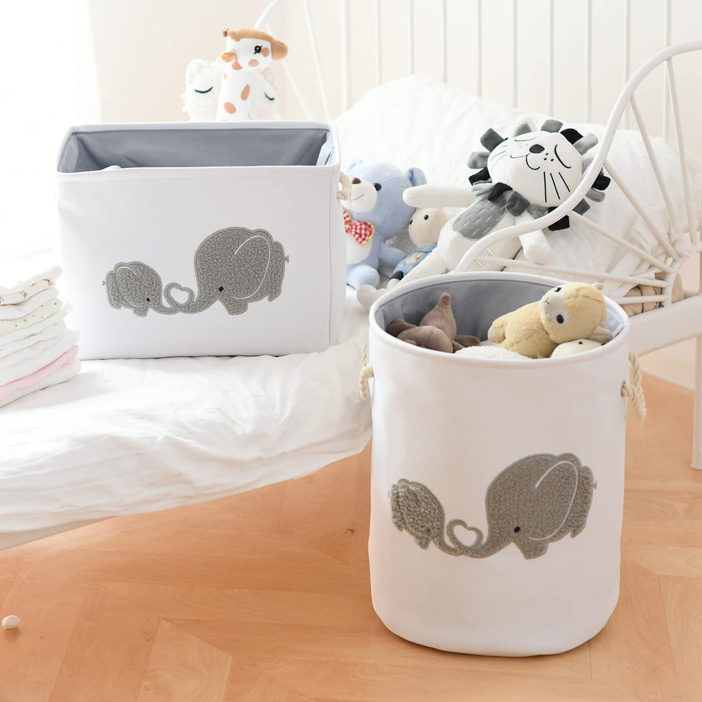 Large Kids Hampers for Laundry Elephant Laundry Hamper Kids Canvas Hampers for Laundry for Girls, Laundry Basket