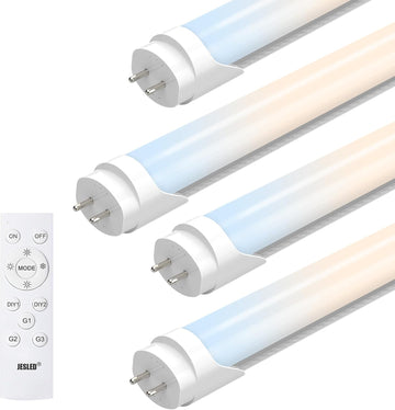 T8 Dimmable LED Tube Light with Remote, 3200LM 24W 6CCT Type B, 4Pack