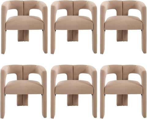 Modern Dining Chairs Set of 6, Upholstered Side Chairs Velvet Fabric Guest Chairs with Barrel Backrest Armchair for