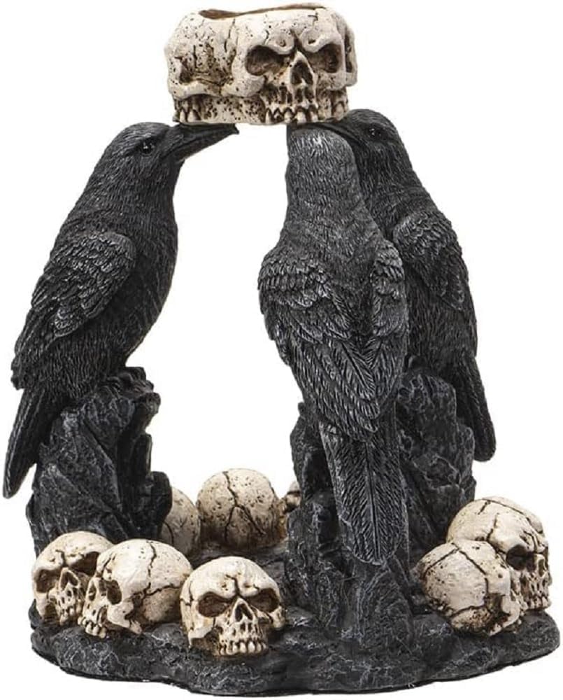 Raven Backflow Incense Burner, 5.25-inch Height, Cold Cast Resin