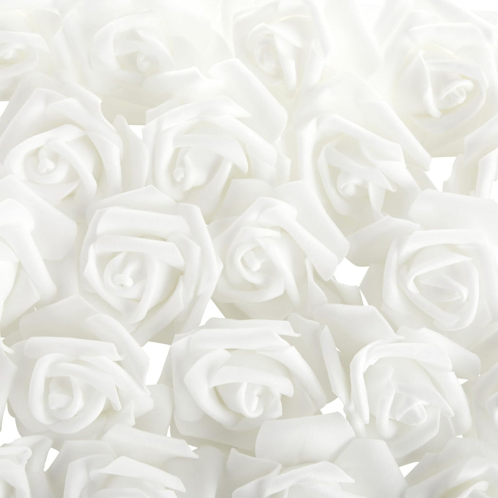 White Flowers Artificial Roses - Artificial Flowers for Wedding Decor & Centerpiece Table Decorations - 100-Pack, 3