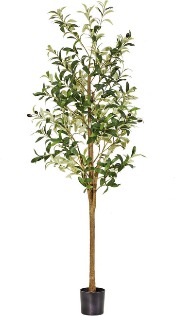5ft Artificial Olive Trees Indoor, Faux Olive Tree with Natural Wood Realistic Leaves Lifelike Fruits Fake Olive