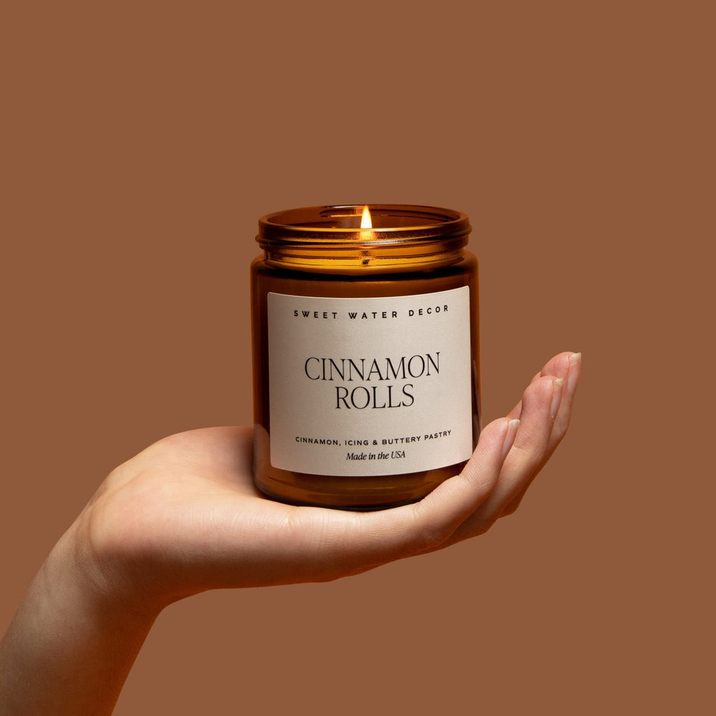 Cinnamon Roll Candle, Fall & Winter Scents, 9oz Amber Jar