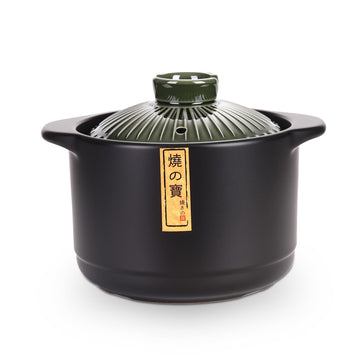Ceramic Cooking Pot 2.1QT - Authentic Japanese Donabe Clay Pot - Earthenware Stew Pot for Slow Cooking, Casserole