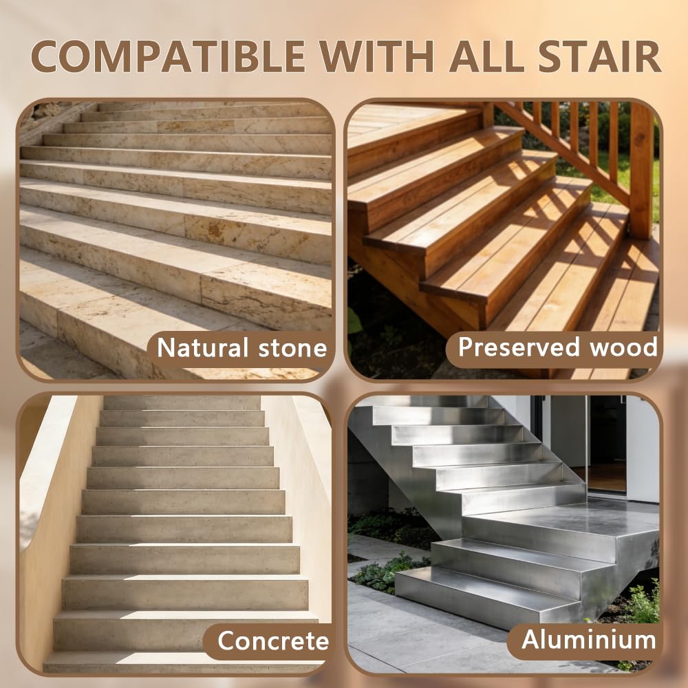 Outdoor Stair Treads for Wooden Steps, 10.2"x 41.7", 6 Pcs, Brown