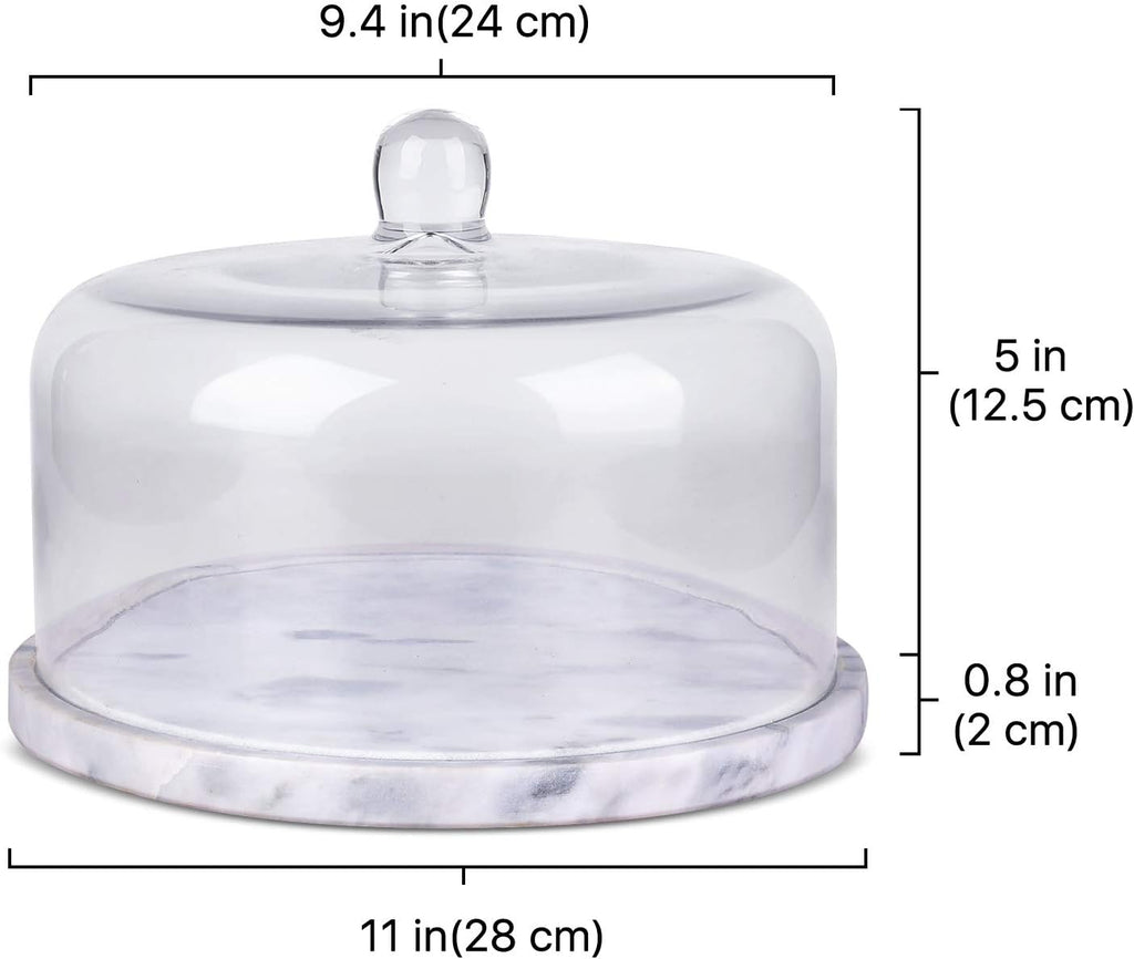 Marble Cake Stand with Lid Round Glass Cover Glass Dome Cake Saver Cheese Holder Serving Platter Stone Cake Stand