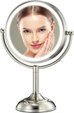 Professional 8.5" Large Lighted Makeup Mirror with Brighter Lights, 1X/10X True HD Magnifying Mirror with 3 Color