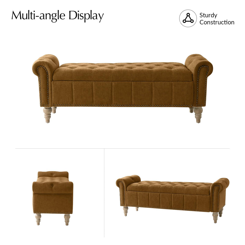 Farmhouse Storage Bench, Golden