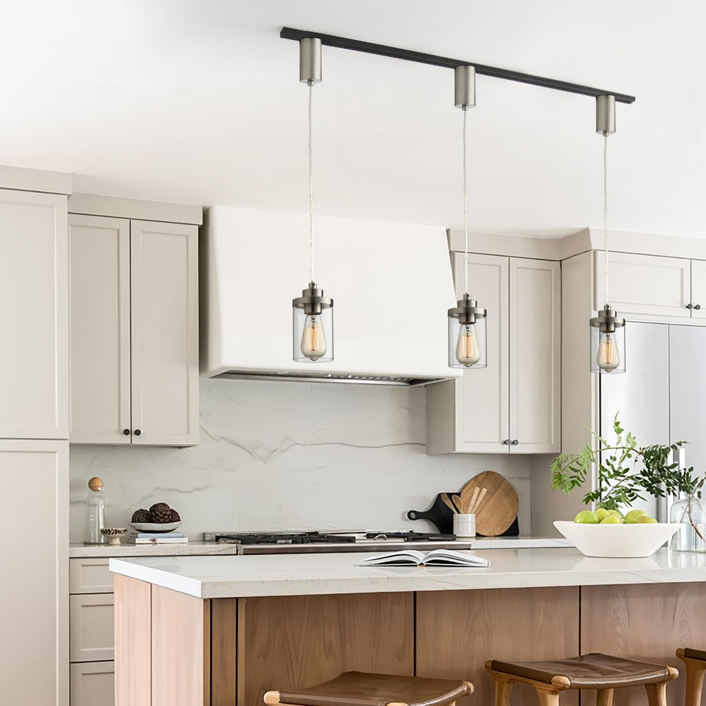 H Type Track Lighting Pendant, Brushed Nickel, Pack of 3