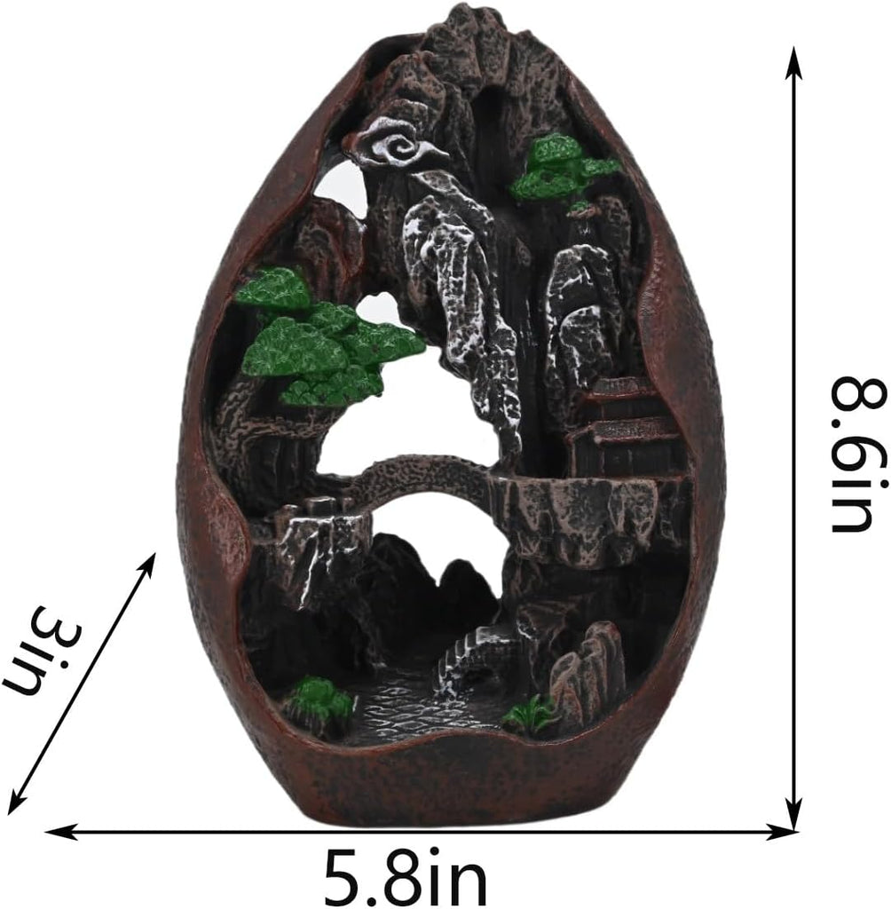 Mountain Waterfall Backflow Incense Burner Cascading Incense Cone Holder