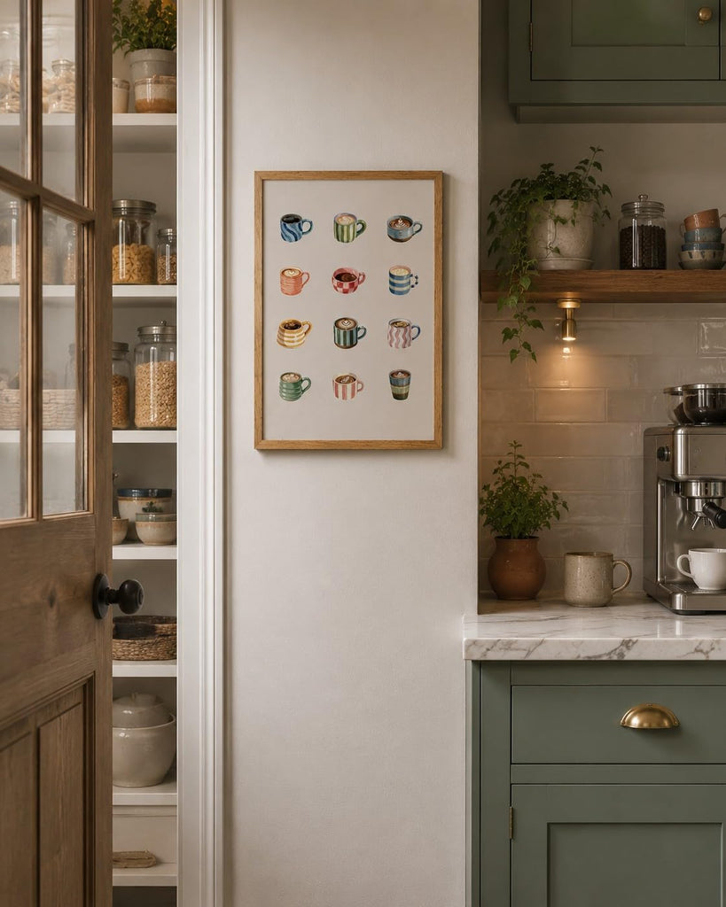 Coffee Wall Art Colorful Coffee Cup Prints Latte Art Kitchen Wall Decor