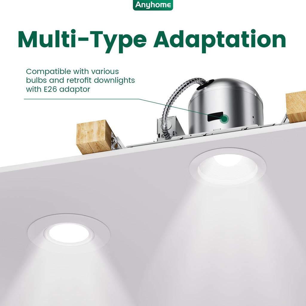 6 Inch Recessed Lighting Housing 6 Pack, New Construction