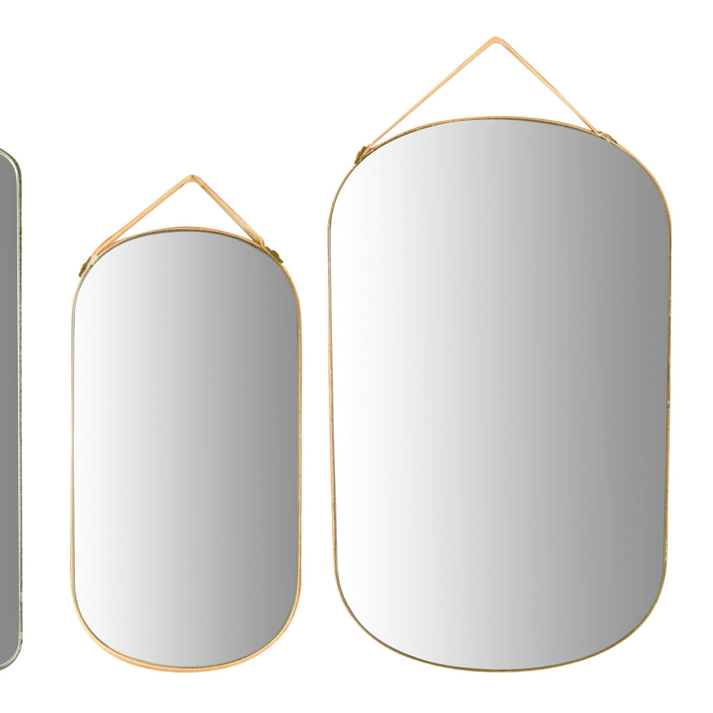Various Velvet Edged Wall Mirrors, Multicolor, Set of 6