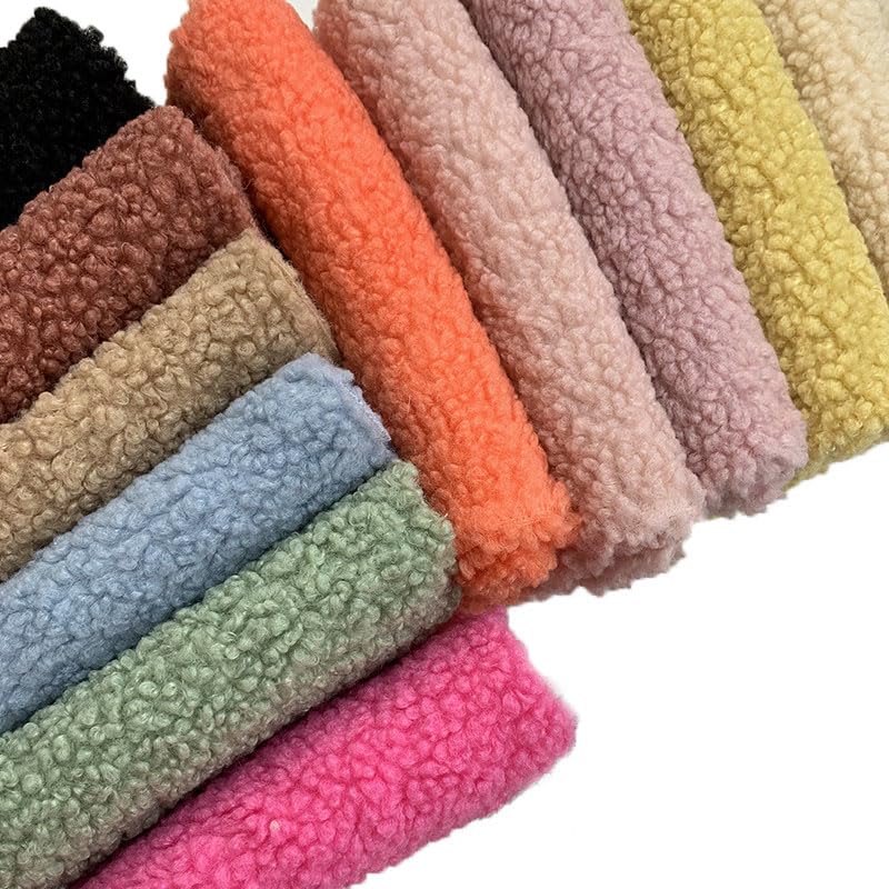 Faux Sheepskin Sherpa Fleece Fabric DIY Material Sewing (Pink, 18x20 in/45x50 cm)