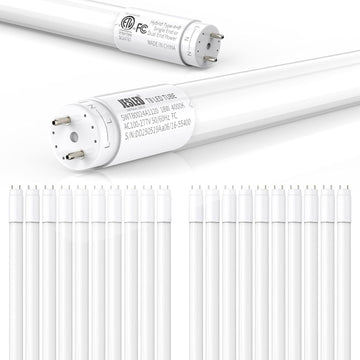 4FT T8 LED Bulbs 20 Pack, 18W 4000K Neutral White, Type A+B Hybrid