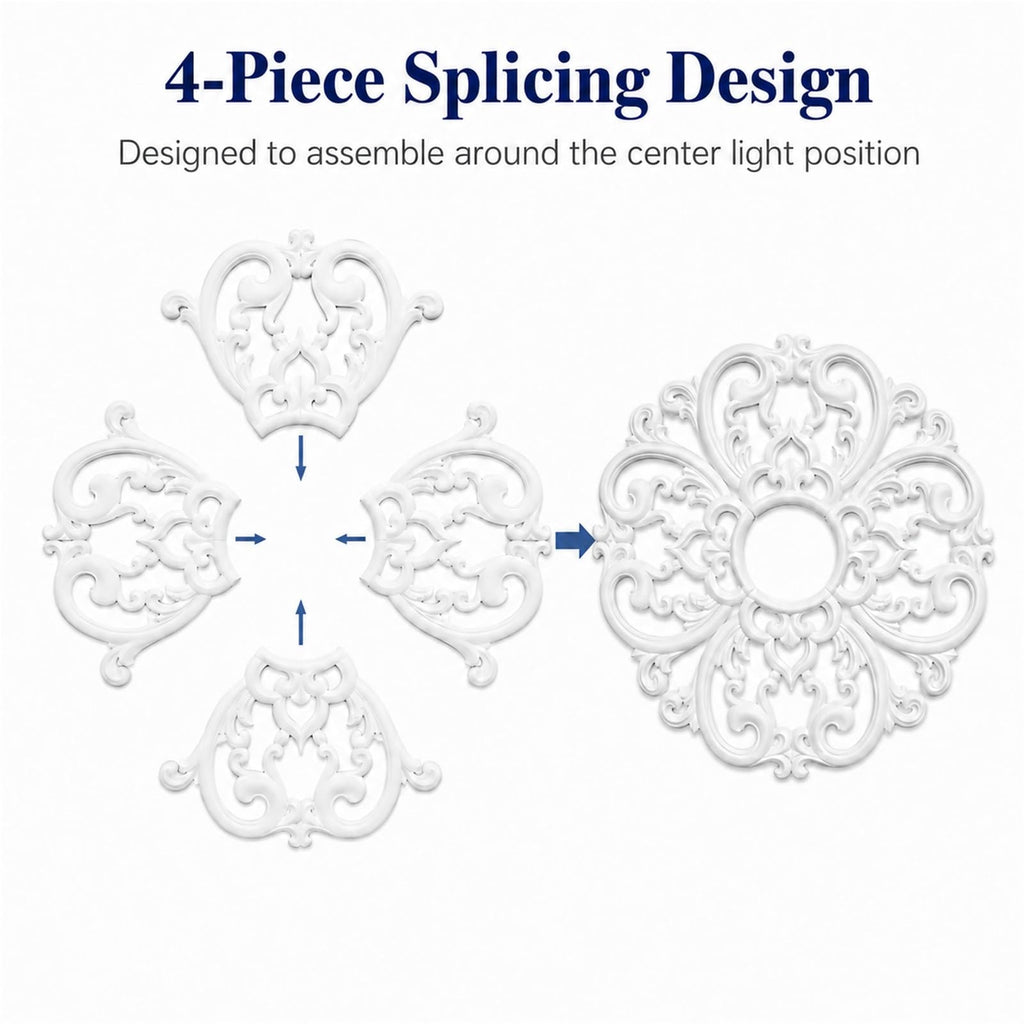 24-Inch OD x 5-Inch ID Split Ceiling Medallion, 4-Piece White PU