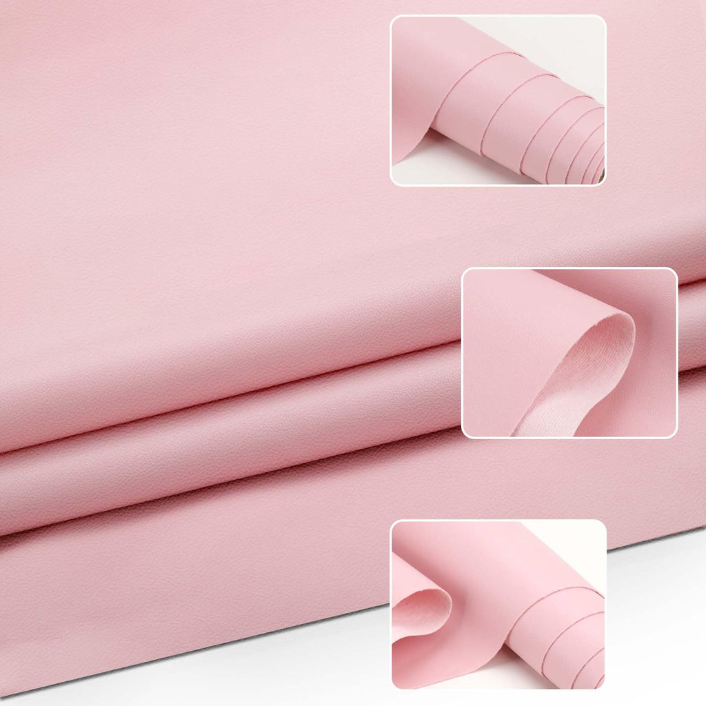 Faux Leather Fabric Smooth Solid 54" x 36" (Pink)