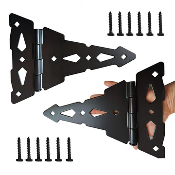 8 Inch Decorative T-Strap Gate Hinges Heavy Duty, 2 Pack