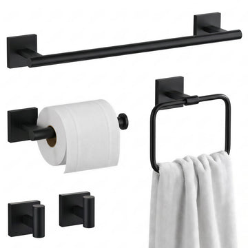 16 in 5-Piece Bathroom Hardware Set, Matte Black