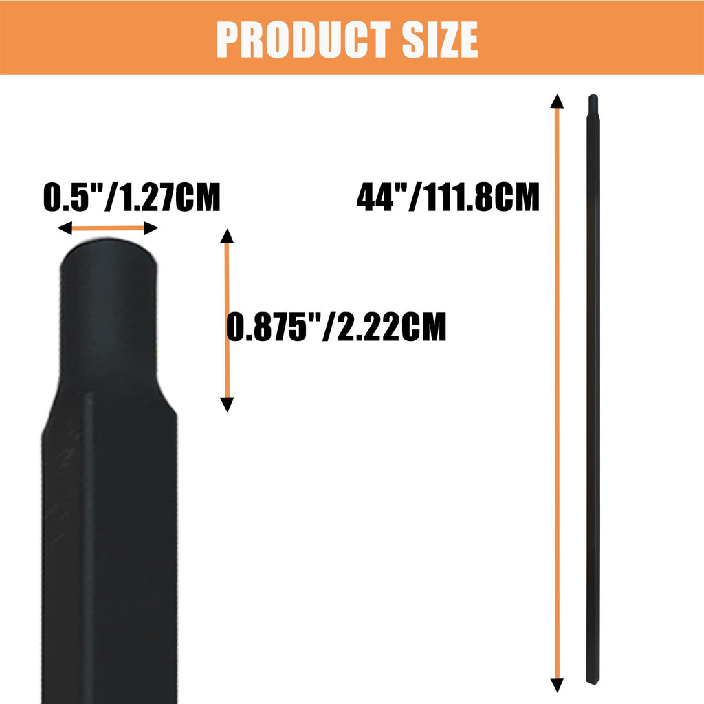 15 Pcs Wrought Iron Balusters, 1/2" x 44" Straight Hollow Iron Baluster for Staircase Remodel, Matte Black Metal