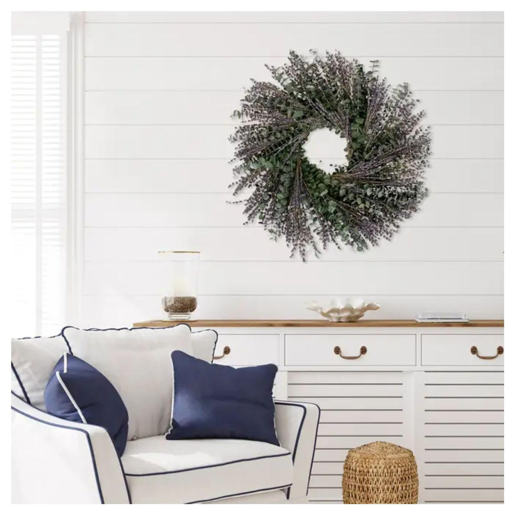 20" Preserved Eucalyptus & French Lavender Wreath (Eucalyptus Lavender)