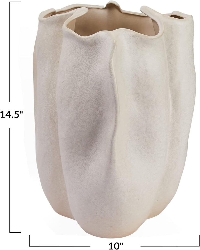 Organically Shaped Stoneware Vase, White