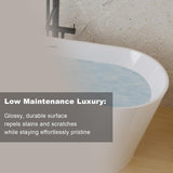 Zavdte 55" Freestanding Acrylic Bathtub, Gloss White Stand Alone Soaking Tub with Toe-tap Chrome Drain, Double-Wall