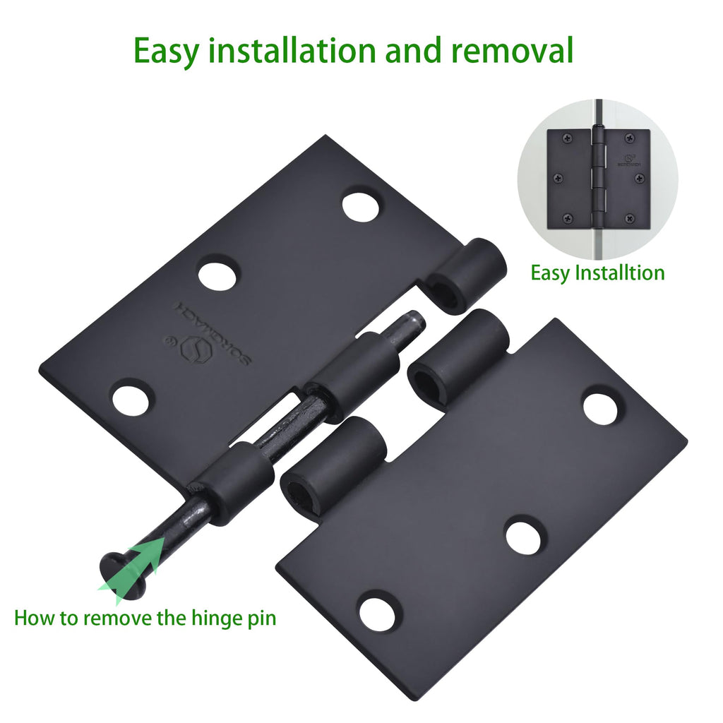 Door Hinge 3 1/2 Inch Interior Door Hinges Satin Nickel 3.5 Inch Interior Hinges Flat Iron Hinge 3 1⁄2"x 3 1⁄2" Door
