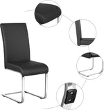 Dining Chairs Set of 2 Modern Faux Leather Upholstered Dining Room Chairs with High Back and Metal Chrome Legs for