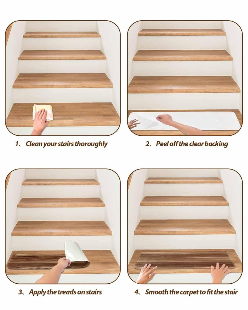 Retro Wood Grain Brown Stair Treads Country Rustic Barn Plank Texture Indoor Non Slip Peel and Stick Stair Treads for
