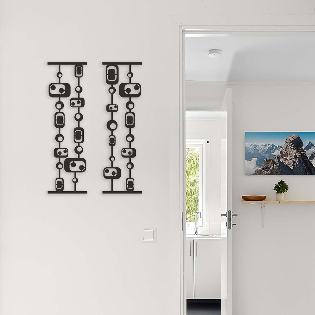 Mid Century Metal Wall Art Geometric Decor - Set of 2