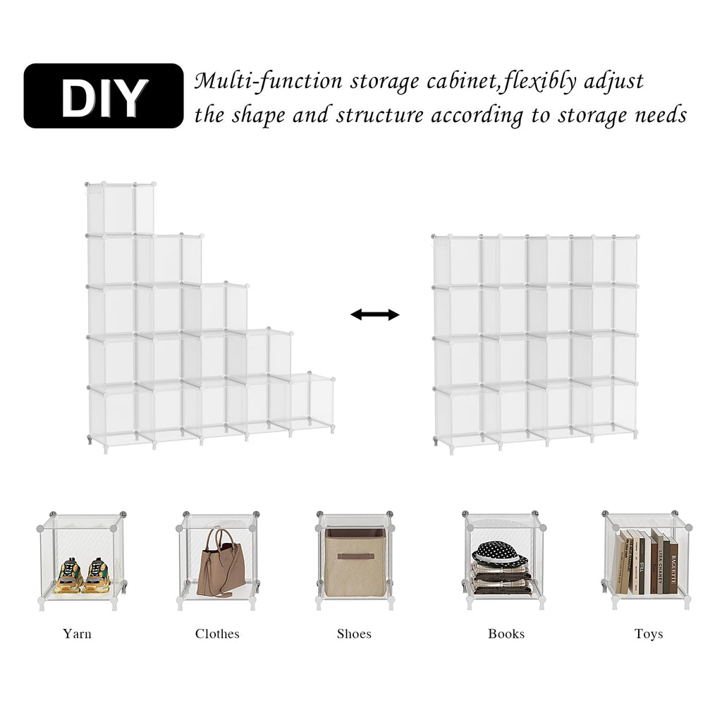 Cube Storage Organizer, 16 Cube Closet Organizers, Clear