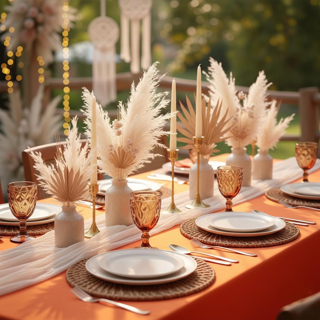 4-Pack 6ft Rust Fitted Tablecloth for Fall Festival