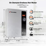 Electric Tankless Water Heater, 11kW 208~240 Volt, On Demand Instant Hot Water Heater, Self Modulating Energy Saving