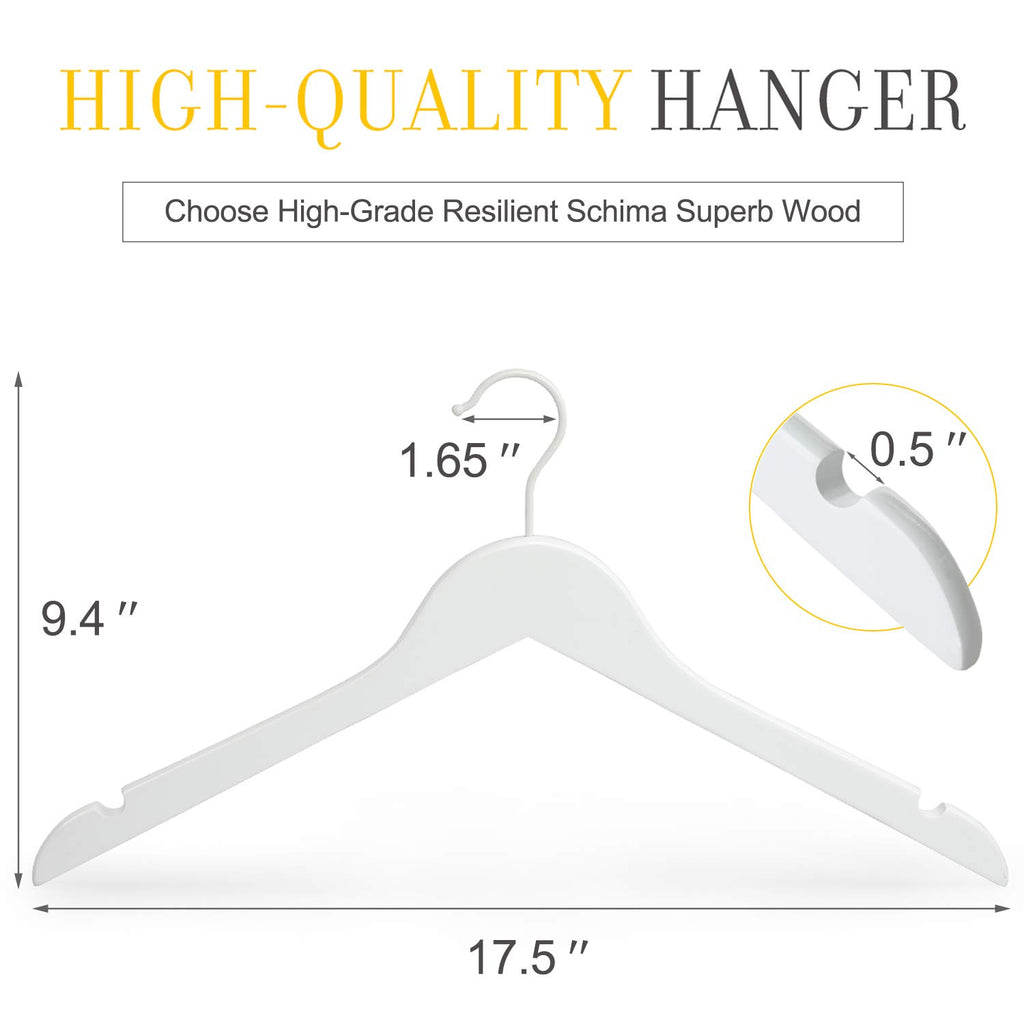 Wooden Hangers 18 Pack, Premium Bride Hanger for Wedding Dress, White Wood Suit Coat Hanger with 360°Swivel White