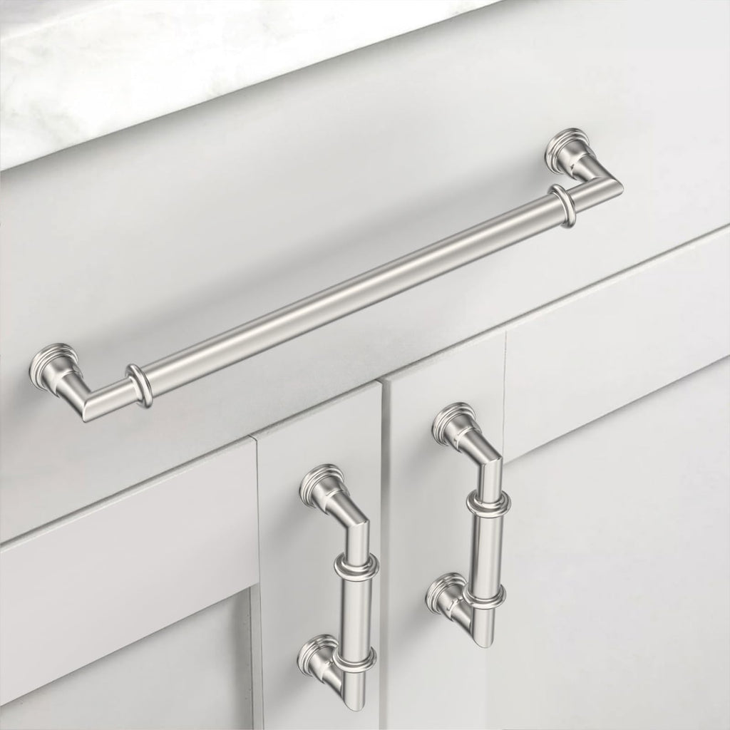 2 Pack 7.5 Inch(192mm) Brushed Nickel Cabinet Pulls Heavy-Duty Solid Kitchen Cabinet Handles Satin Nickel Drawer