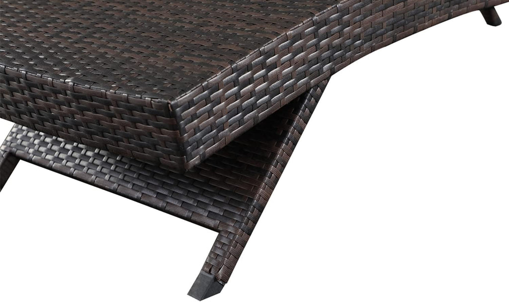 Outdoor Wicker Reclining Lounge Chairs Patio Rattan Chaise Lawn Sunbathing Chairs 79" Long Reclining Chairs, Set of 2