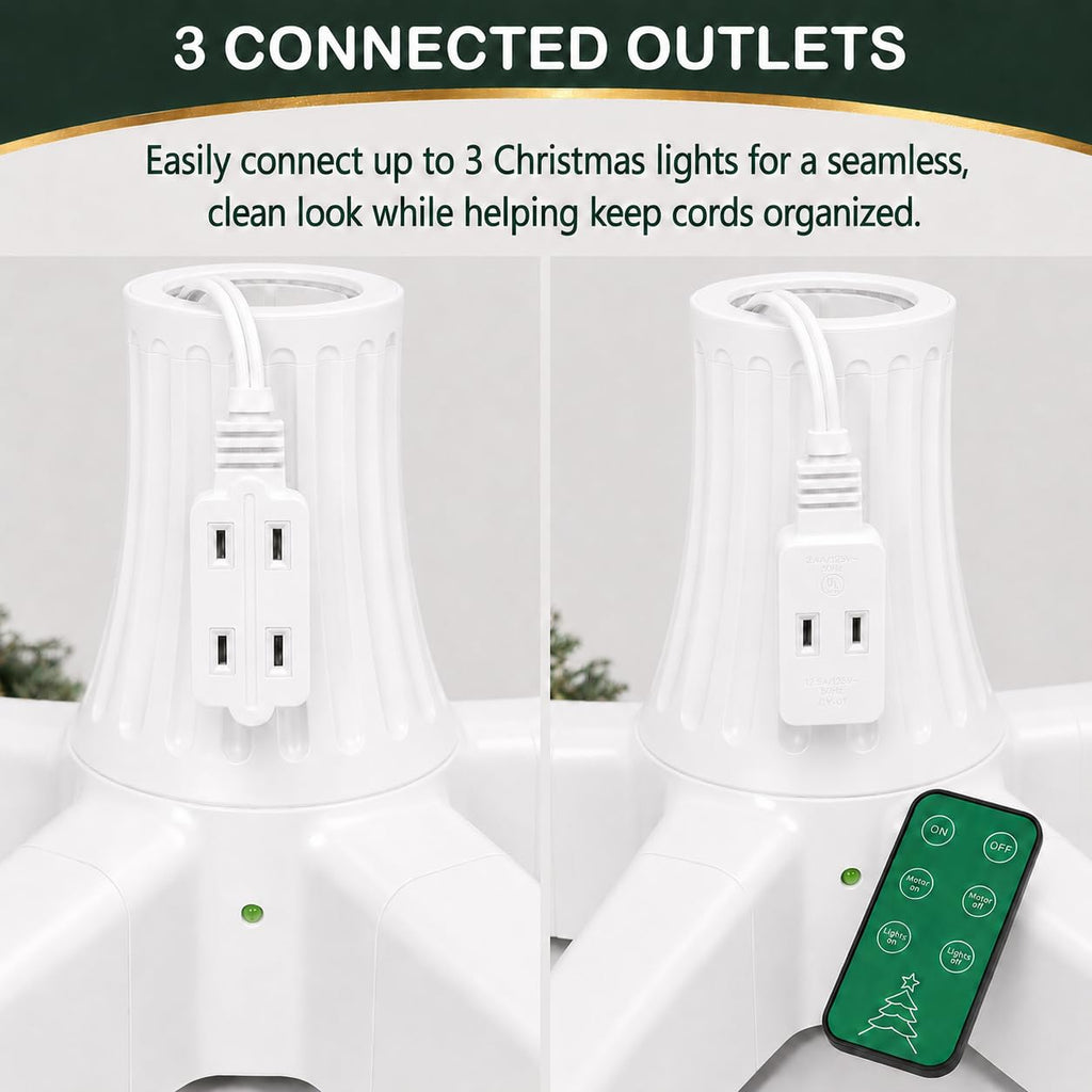 Rotating Christmas Tree Stand with Remote, 360 Spin (White)