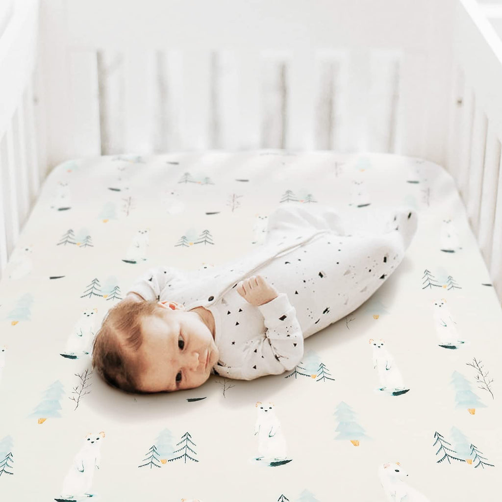 Stretch Ultra Soft Jersey Knit Fitted Crib Sheets Set 2 Pack, Fits All Standard Crib Mattress Pads Safe and Snug