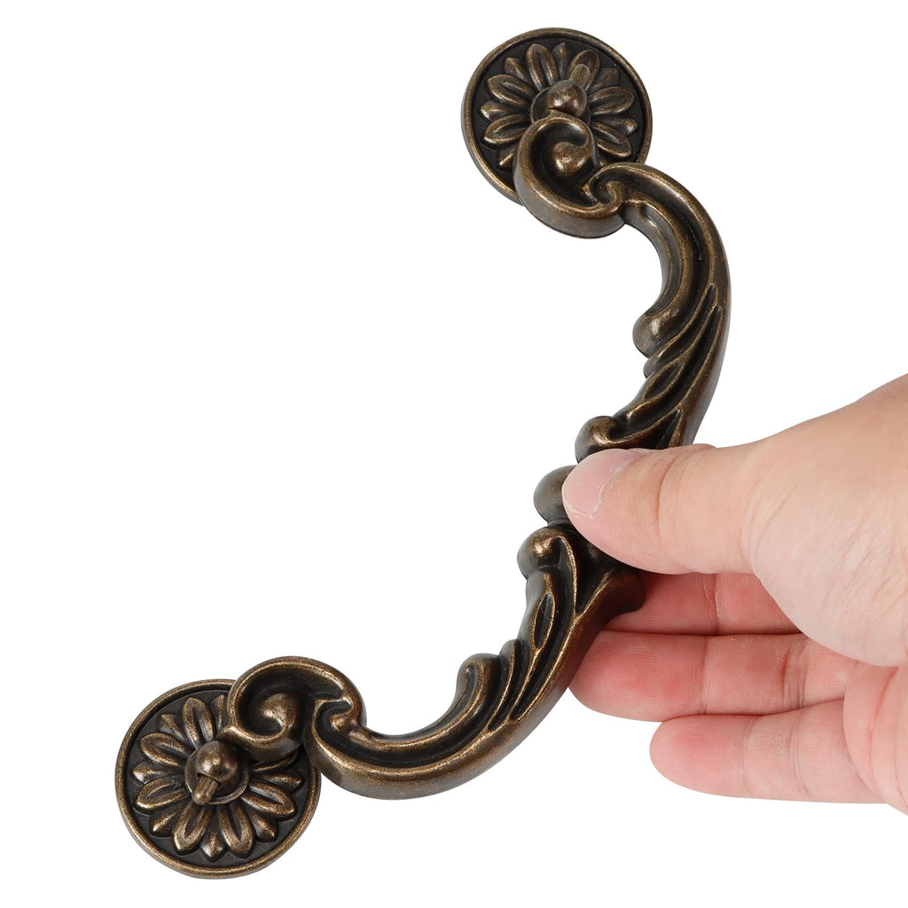4Pcs Vintage Drop Bail Pull Handles- 6 Inch Hole Center Antique Bronze Cabinet Drawer Pulls, Heavy Duty Zinc Alloy