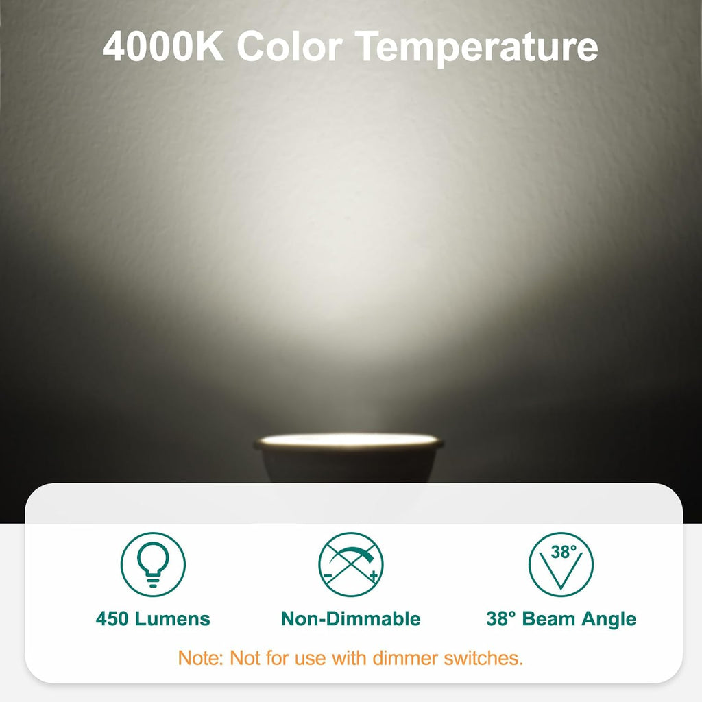 GU10 LED Bulb, 40W Equivalent, Natural White 4000K, 450LM
