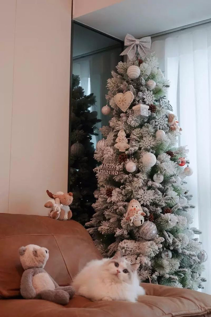 2.4Meters (8feet) - New PE Pine Needle Christmas Tree, Luxury Snow Scene Tree for Retail Stores, Lush Artificial