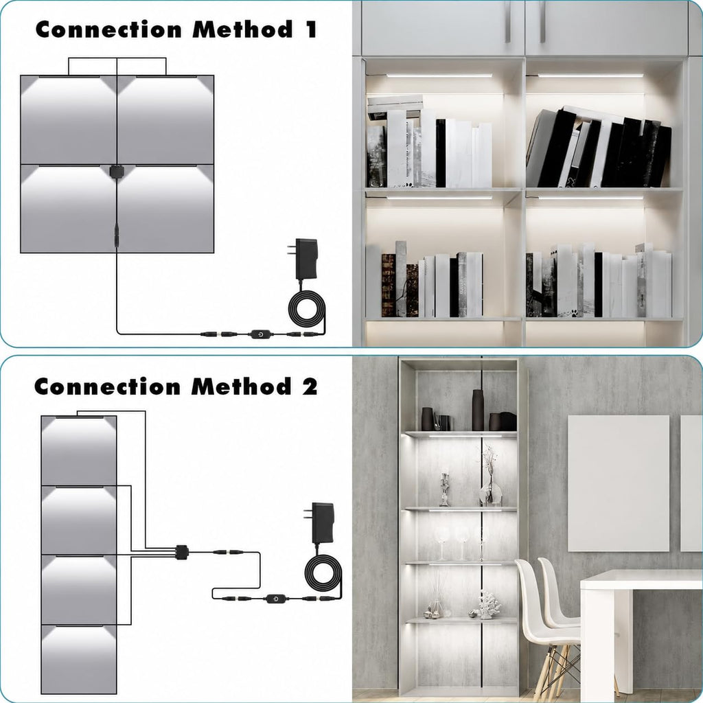 Black Shell Display Case Lights, LED Lights for Display Case with Memory Function, 4x12 Inch Bookshelf Lighting, LED
