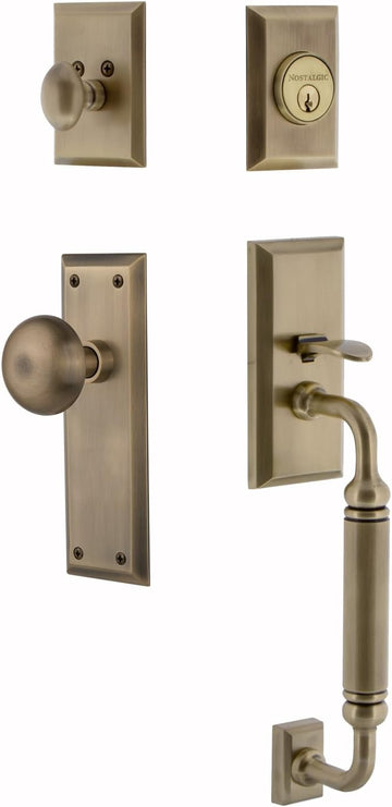 Warehouse New York C Grip Front Door Handle and Deadbolt Set - Door Handleset
