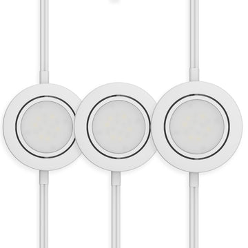 LED Puck Lights, 3-Pack, 4000K, White