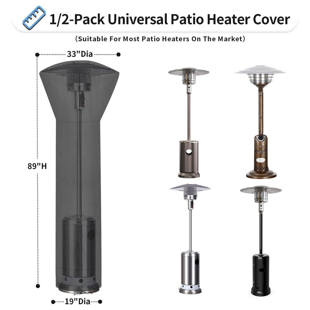 Waterproof Patio Heater Covers with Zipper and Storage Bag