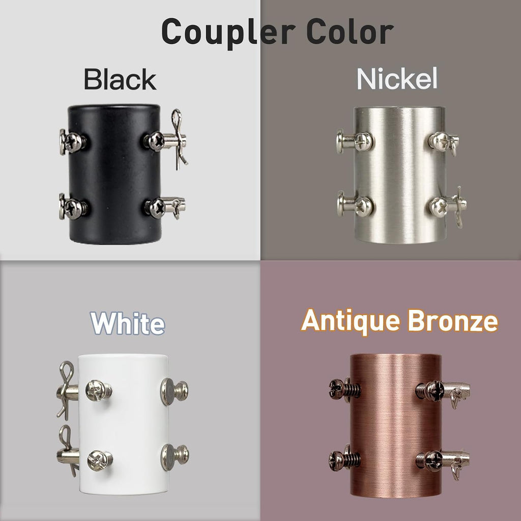 Ceiling Fan Downrod Coupler, Black — Joins Two 1" Non-Threaded Downrods, with Safety Clip