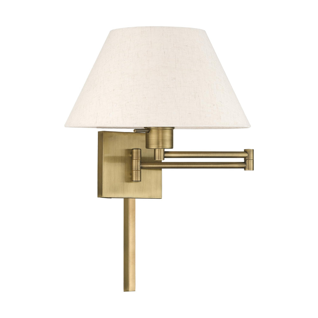 01 1-Light Swing Arm Wall Light, Antique Brass