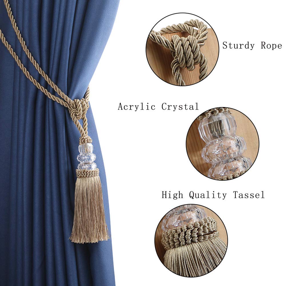 Curtain Tiebacks Hand-Woven Holdbacks Tassels Tiebacks - 4 Pack